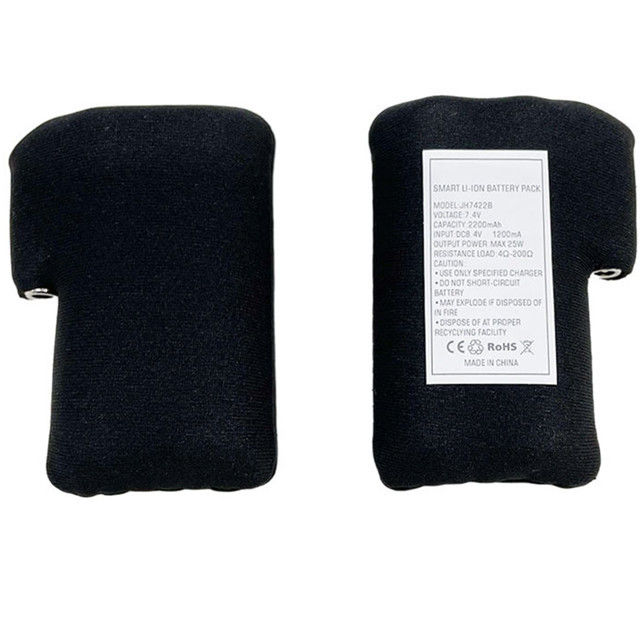 검은 천으로 감싼 18650 리튬 이온 배터리 팩 2S1P 7.4V 2000mAh 2200mAh 2600mAh 3500mAh 배터리 팩 가열 장갑용