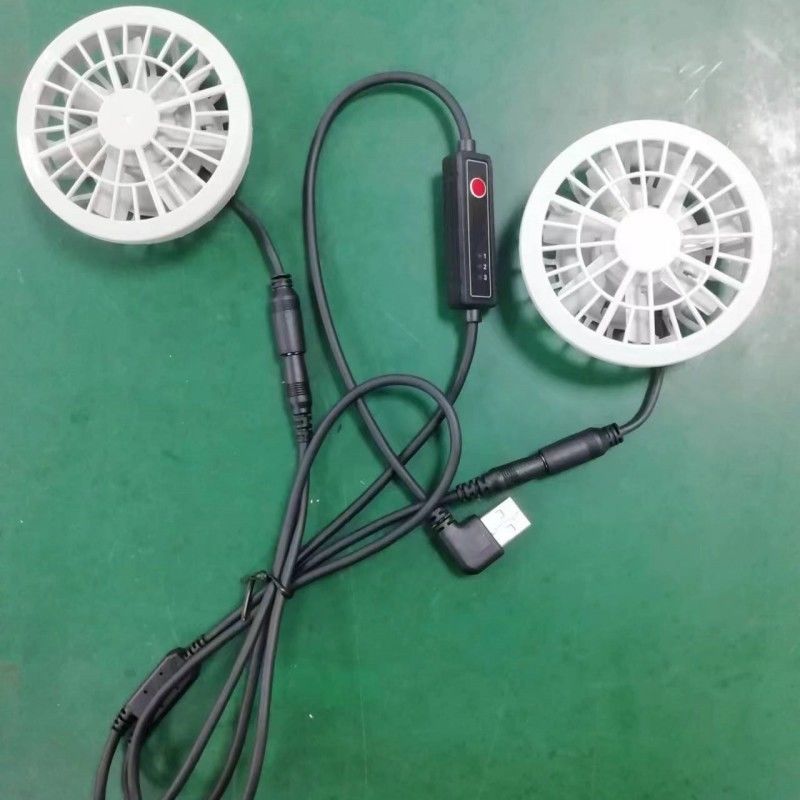 가벼운 여름 냉각 바지 팬 슬림 25mm USB 스위치 케이블로 연결 된 두 팬