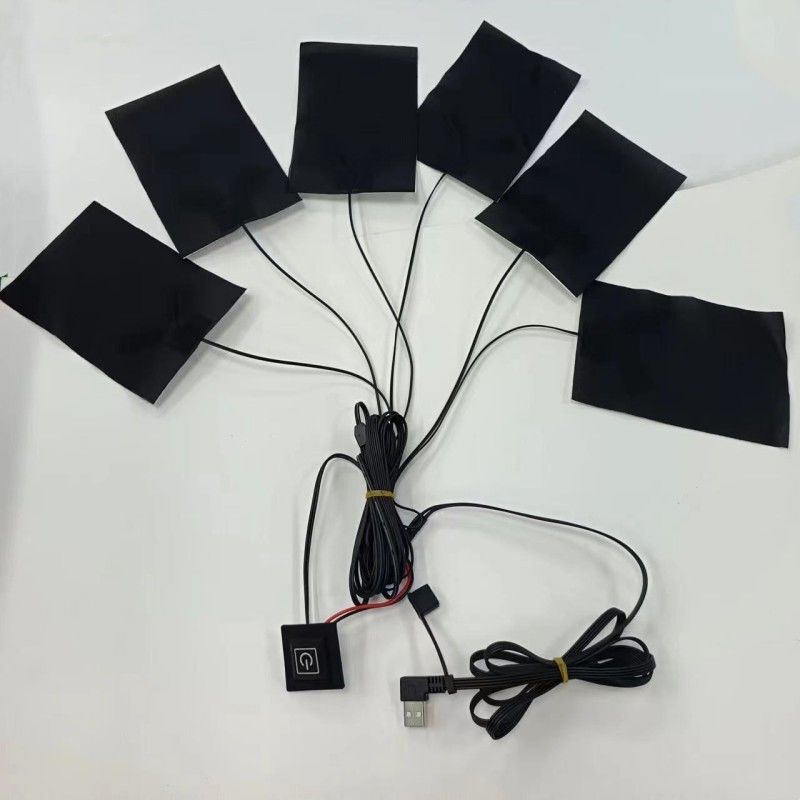 6인1 커스텀 히팅 패드 의류 각 10 X 15cm 검은색 5V USB 스위치