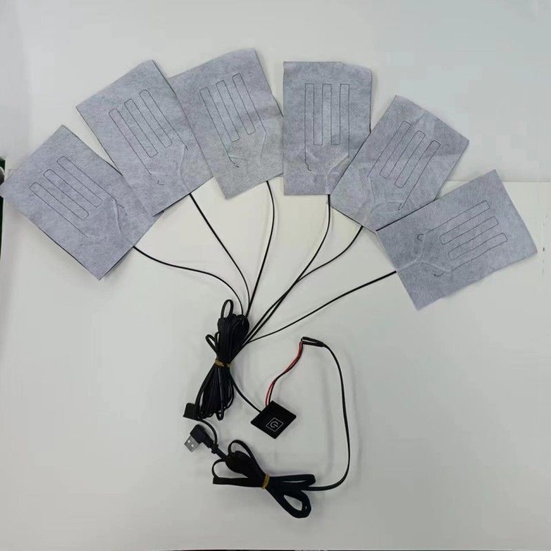 6인1 커스텀 히팅 패드 의류 각 10 X 15cm 검은색 5V USB 스위치