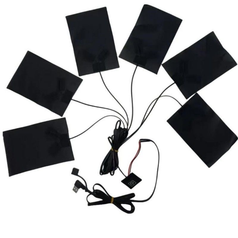 6인1 커스텀 히팅 패드 의류 각 10 X 15cm 검은색 5V USB 스위치