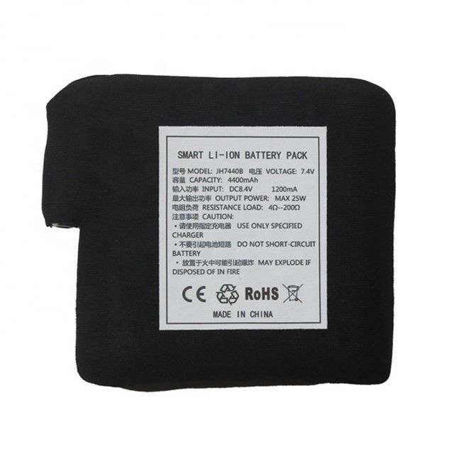 검은색 천으로 싸인 배터리 7.4V 4400mAh 5200mAh 6400mAh 7000mAh 배터리 가열 웨스트