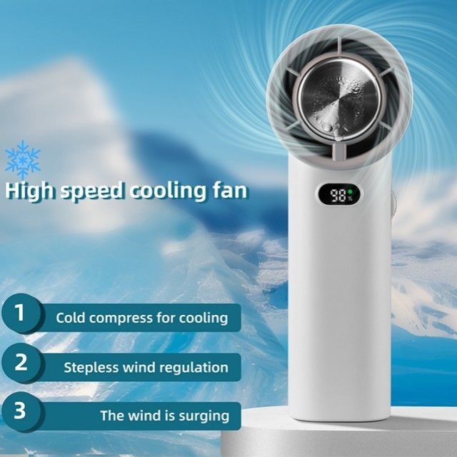스텝리스 속도 조절 얼음 냉각 팬 13000 RPM 블레이드리스 휴대용 핸드 홀드 팬 3600mAh