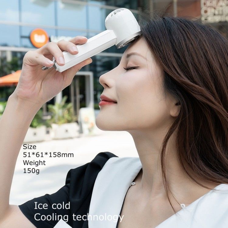 작은 반도체 냉각 팬 5 레벨 강한 바람 얼음 냉각 팬 블레이드리스 미니 핸드헬드 팬 얼음 냉각 장치
